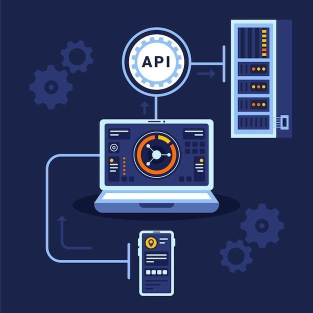 Flat design api illustration