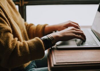 A person using a laptop