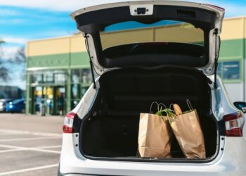 car loaded with groceries