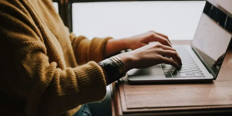 A person using a laptop